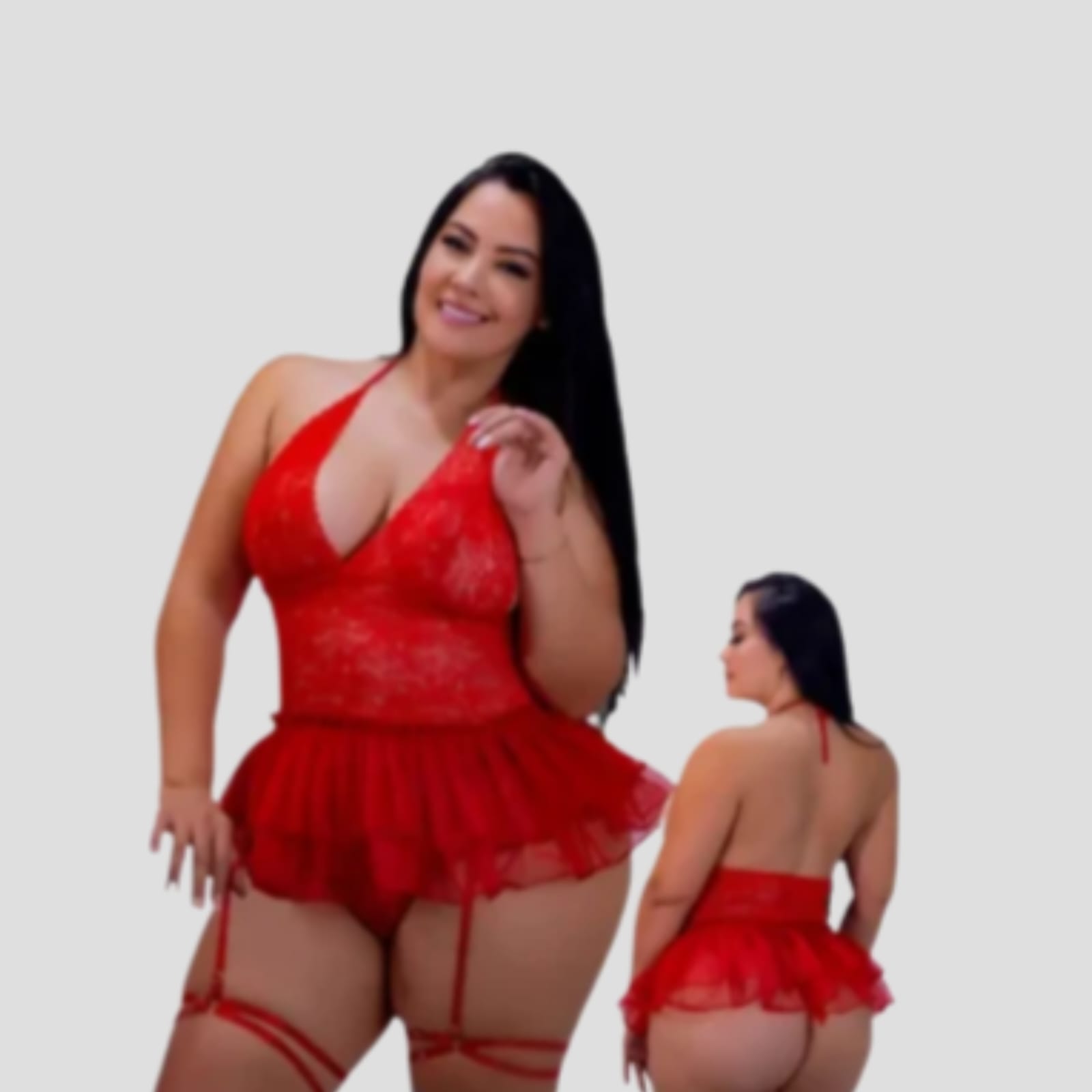 Conjunto Curvy Falta Liguero Sexy Rojo 1 Conjunto Curvy Falta Liguero Sexy Rojo