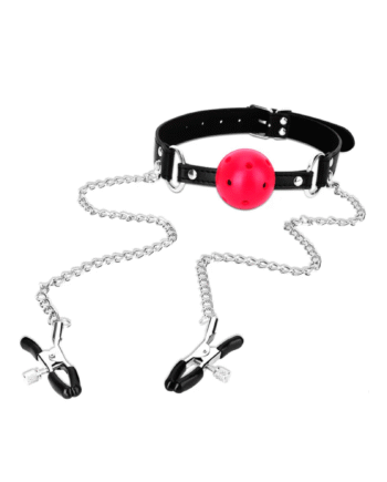 Ball Gag con Pezonera Jatt – Mordaza 2 en 1