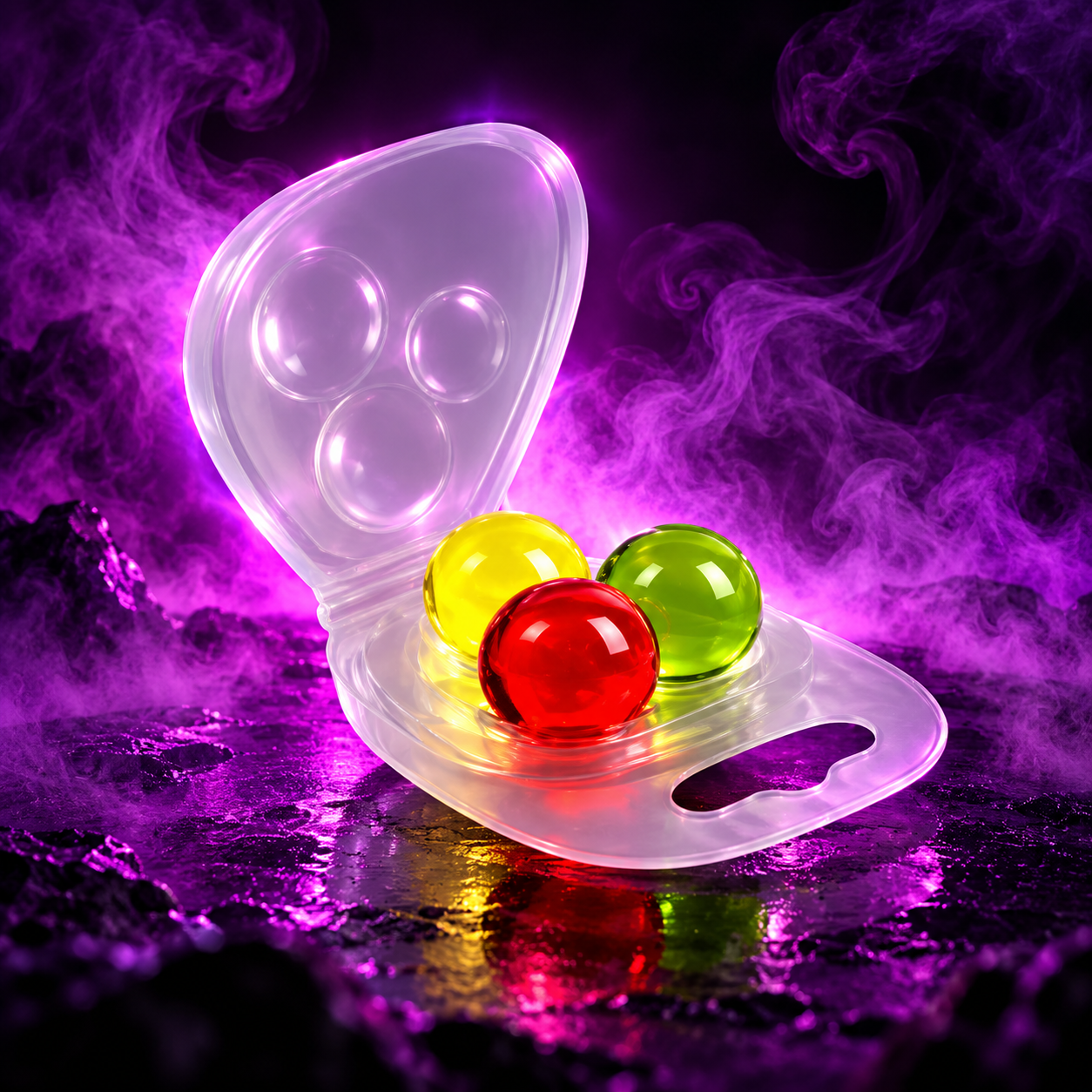 Portaesferas magicas en humo purpura